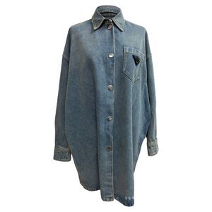 Prada Oversized Organic Shirt in Light Blue Denim